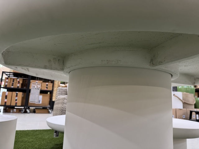 Runder Gartentisch weiß, Esstisch weiß rund, Gartentisch rund Kunststoffbeton weiß, Länge 120 cm