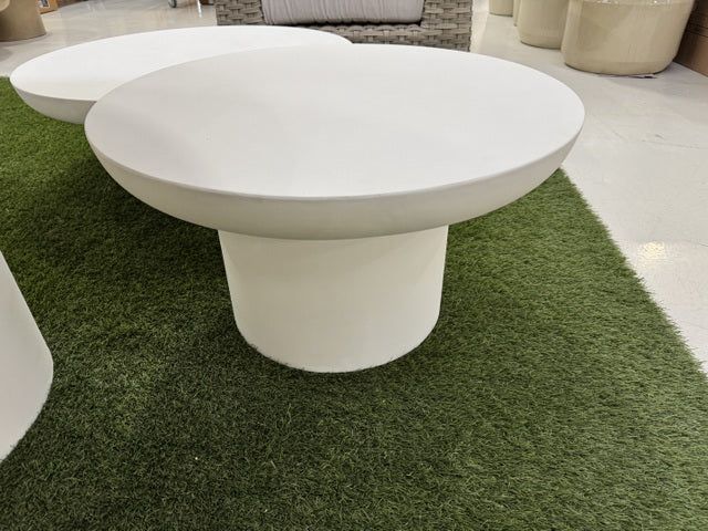 Garten-Couchtisch weiß, Gartentisch weiß Beton, Couchtisch weiß Beton, Durchmesser 70 cm