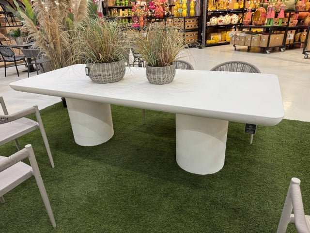 Gartentisch Beton weiß, Esstisch weiß Beton, Gartentisch Kunststoffbeton weiß, Länge 240 cm