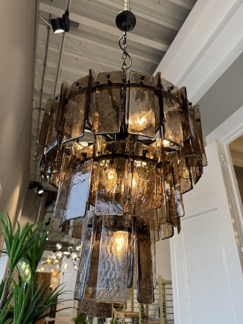 Kronleuchter braun, Kronleuchter Glas 8 Flammig, Durchmesser 88 cm