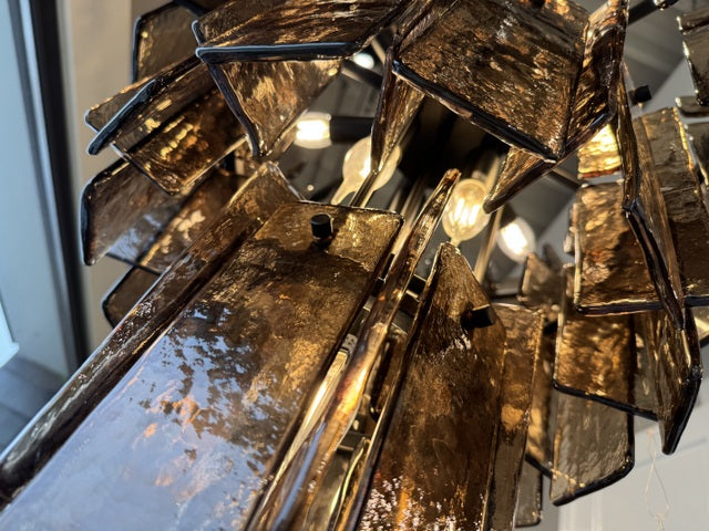 Kronleuchter braun, Kronleuchter Glas 8 Flammig, Durchmesser 88 cm