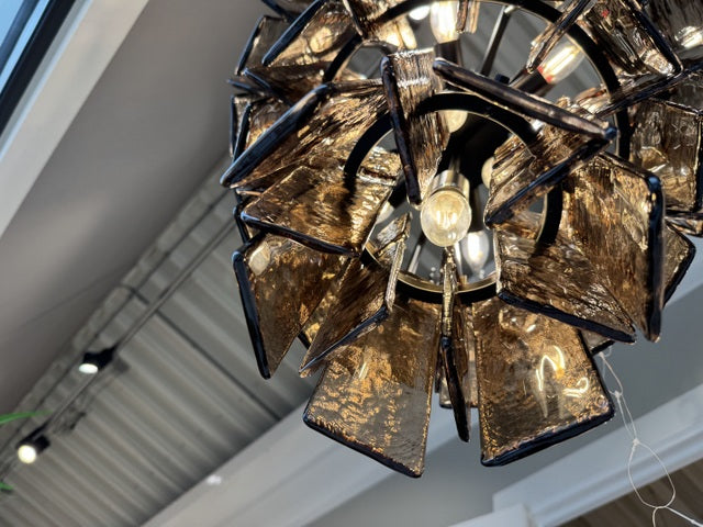 Kronleuchter braun, Kronleuchter Glas 8 Flammig, Durchmesser 88 cm