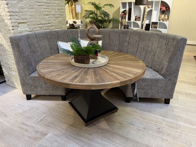 Sitzbank halbrund taupe, gepolsterte Sitzbank taupe, Breite 240 cm