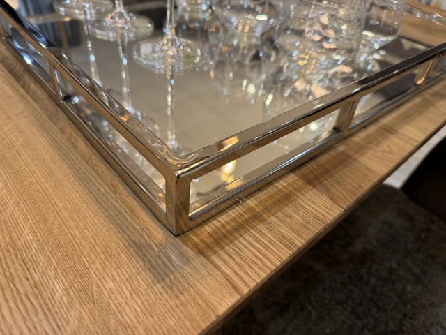 Tablett Silber quadratisch, Tablett Spiegel, Breite 50 cm