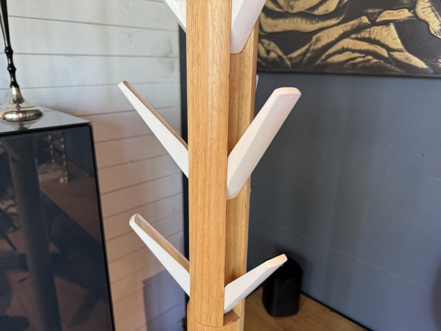 Garderobenständer Naturholz, Kleiderständer mit ausklappbaren Hacken