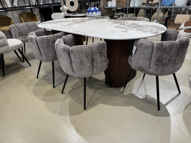 Stuhl grau-taupe, gepolsterter Stuhl grau