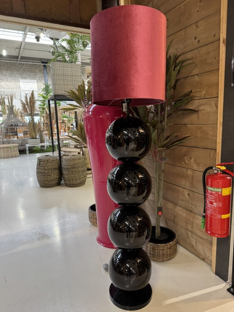 Metall Stehleuchte schwarz, Lampenfuß lila, Stehleuchte mit Lampenschirm, Stehlampe lila-schwarz, Höhe 140-185 cm