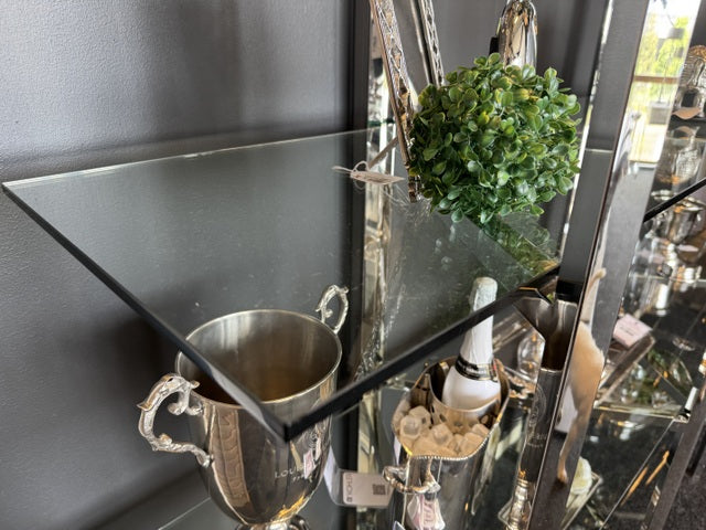 Regal Silber Glas Metall, Bücherregal Silber Metall-Glas, Breite 200 cm