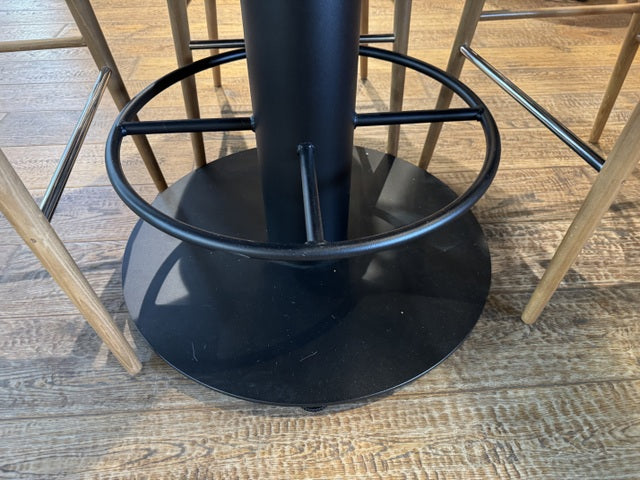 Bartisch rund braun, runder Bartisch Naturholz Metall, Durchmesser 120 cm