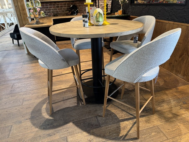 Bartisch rund braun, runder Bartisch Naturholz Metall, Durchmesser 120 cm