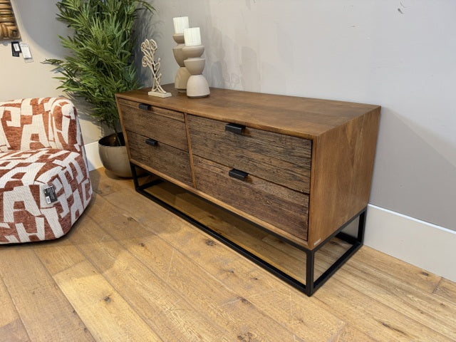 Sideboard Altholz schwarz-braun, Fernseheschrank Altholz, Breite 160 cm