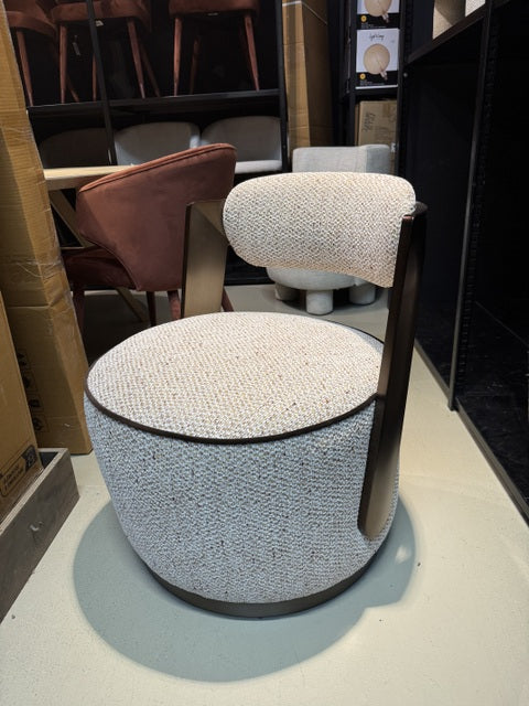 Sessel creme-braun, drehbarer Sessel Metall-Gestell