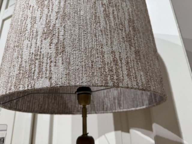 Stehlampe Holz braun mit Lampenschirm, Stehleuchte mit Lampenschirm taupe, Höhe ca. 210 cm