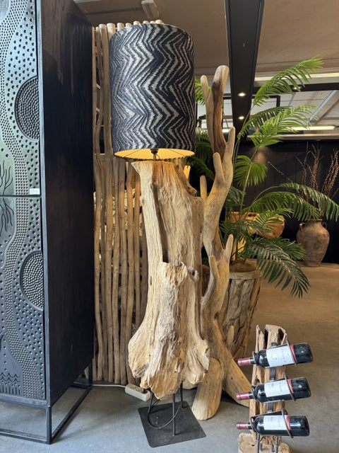 Stehlampe Naturholz mit Lampenschirm, Stehleuchte mit Lampenschirm, Höhe ca. 200 cm