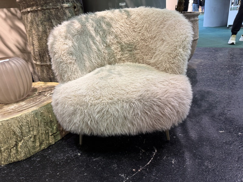 Sessel beige Felloptik, Sessel Schaffelloptik, Breite 83 cm