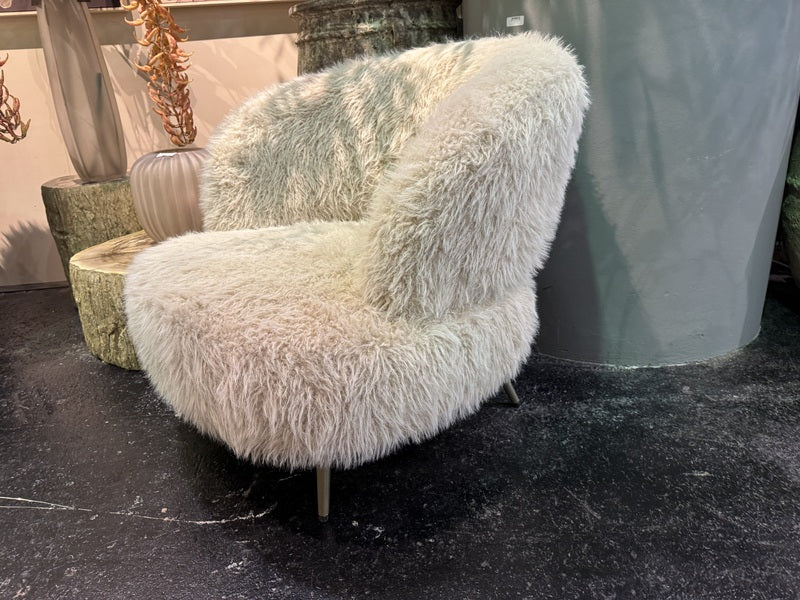 Sessel beige Felloptik, Sessel Schaffelloptik, Breite 83 cm