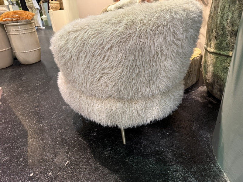 Sessel beige Felloptik, Sessel Schaffelloptik, Breite 83 cm