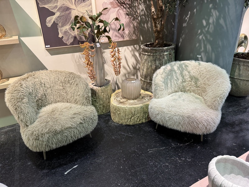 Sessel beige Felloptik, Sessel Schaffelloptik, Breite 83 cm