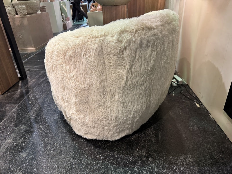 Sessel beige Felloptik, Sessel Schaffelloptik, Breite 90 cm