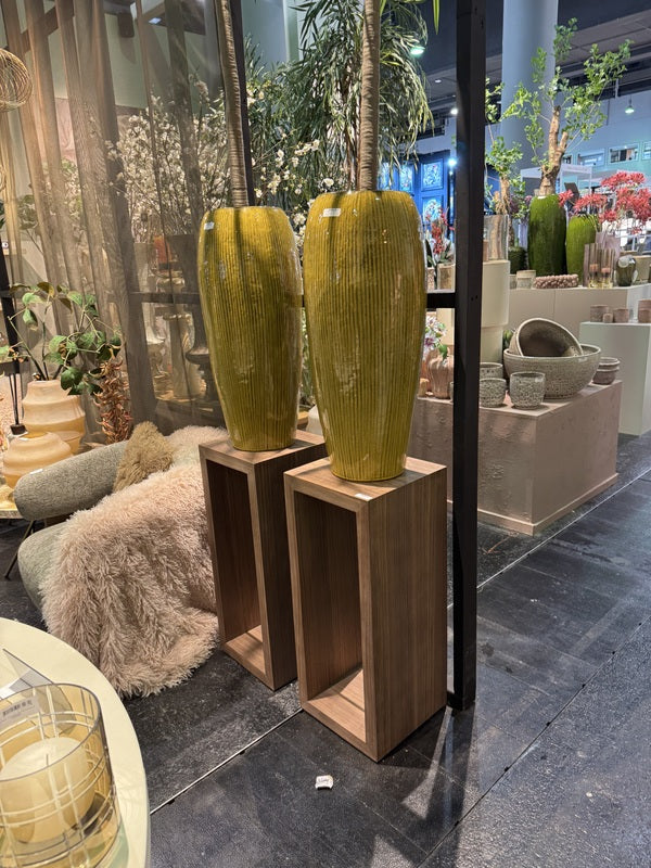 Pflanztopf gelb-braun Keramik, Blumentopf braun Keramik, Höhe 62 cm