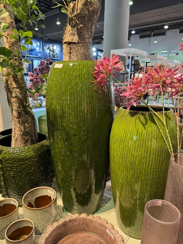 Pflanztopf grün Keramik, Blumentopf grün Keramik, Höhe 62 cm