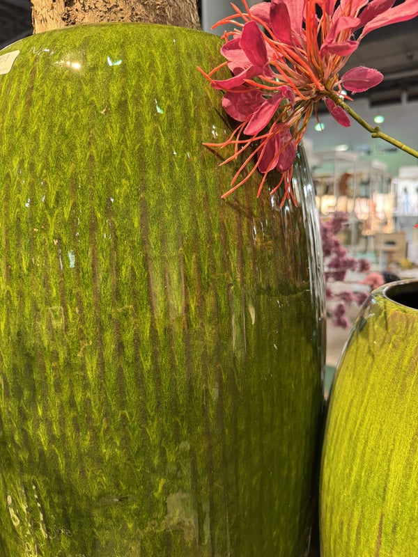 Pflanztopf grün Keramik, Blumentopf grün Keramik, Höhe 62 cm