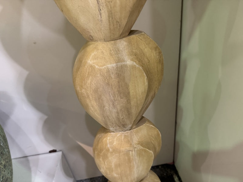 Stehleuchte Holz mit Lampenfuß taupe, Stehlampe Naturholz, Höhe 140-185 cm