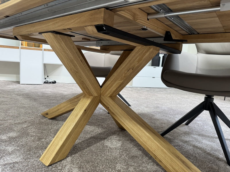 Esstisch ausziehbar Eiche massiv, Tisch ausziehbar Eiche,, ausziehbarer Tisch Eiche, Länge 160-240 cm (Tischgestell Eiche massiv)