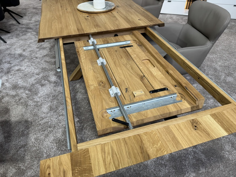 Esstisch ausziehbar Eiche massiv, Tisch ausziehbar Eiche,, ausziehbarer Tisch Eiche, Länge 160-240 cm (Tischgestell Eiche massiv)