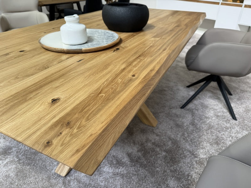 Esstisch ausziehbar Eiche massiv, Tisch ausziehbar Eiche,, ausziehbarer Tisch Eiche, Länge 160-240 cm (Tischgestell Eiche massiv)