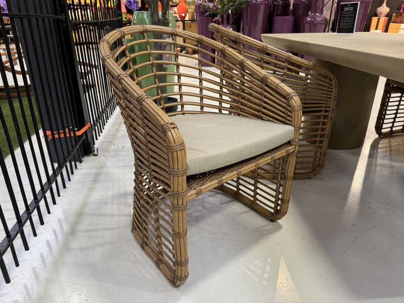 Gartenstuhl Kunstrattan, Gartenstuhl braun mit Auflage, Breite 60 cm