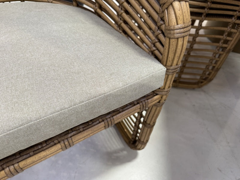 Gartenstuhl Kunstrattan, Gartenstuhl braun mit Auflage, Breite 60 cm