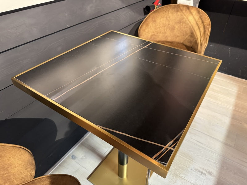 Bistrotisch Gold-schwarz, Bistrotisch Keramik schwarz, Maße 70x70 cm