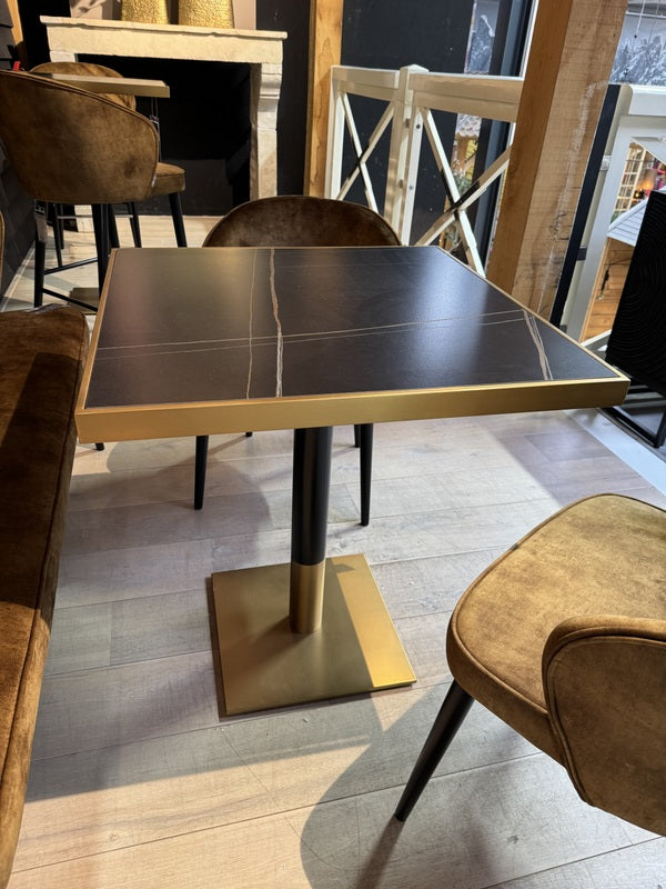 Bistrotisch Gold-schwarz, Bistrotisch Keramik schwarz, Maße 70x70 cm