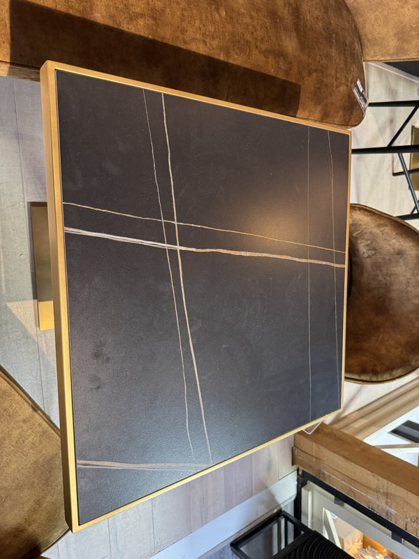 Bistrotisch Gold-schwarz, Bistrotisch Keramik schwarz, Maße 70x70 cm