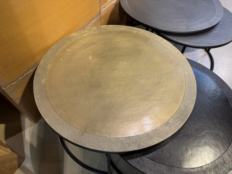 Couchtische 2er Set Metall Bronze-schwarz, Couchtisch schwarz Metall, Durchmesser 67-75 cm