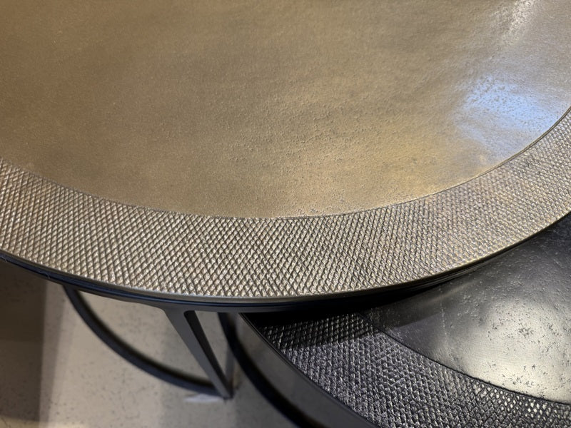 Couchtische 2er Set Metall Bronze-schwarz, Couchtisch schwarz Metall, Durchmesser 67-75 cm