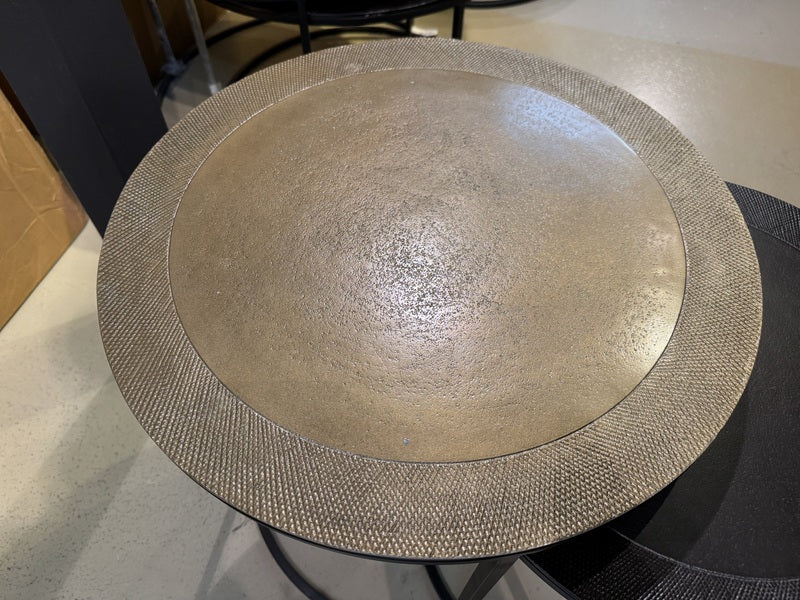 Beistelltische 2er Set Metall Bronze-schwarz, Beistelltisch schwarz Metall, Durchmesser 41-49 cm