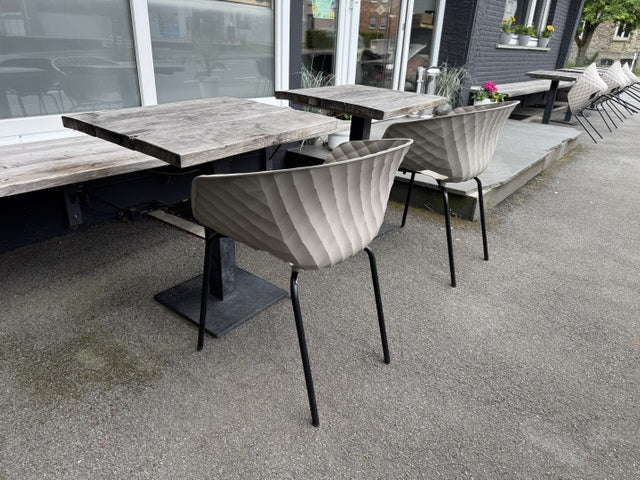 Gartenstuhl taupe, Gartenstuhl stapelbar mit Armlehne taupe