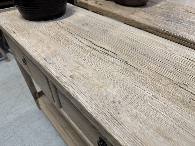 Altholz Konsole Naturholz, Konsole mit Schubladen Altholz, Breite 180 cm