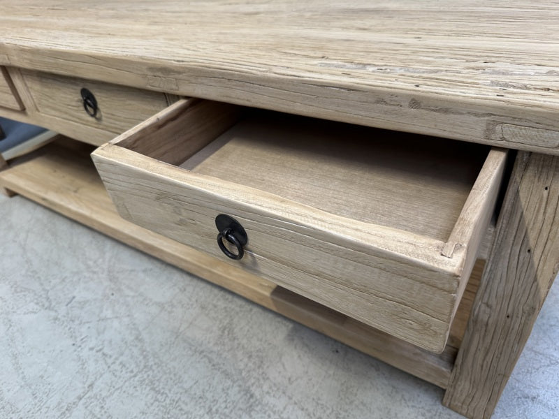 Altholz Couchtisch Naturholz, Couchtisch mit Schubladen Altholz, Länge150 cm