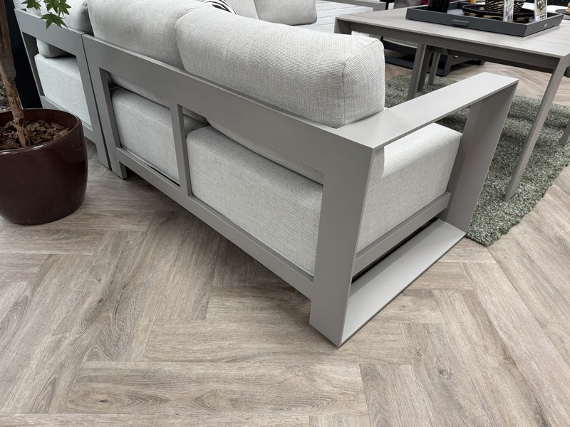 Gartensofa taupe Metall, Gartenbank taupe Aluminium-Gestell, Breite 226 cm