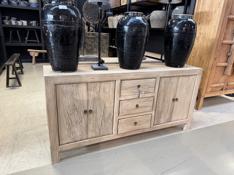Sideboard Altholz Natur-grau, Anrichte mit Schubladen Altholz, Kommode Altholz, Breite 180 cm