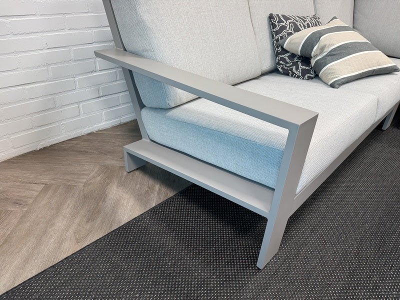 Gartensofa taupe Metall, Gartenbank taupe Aluminium-Gestell, Breite 230 cm