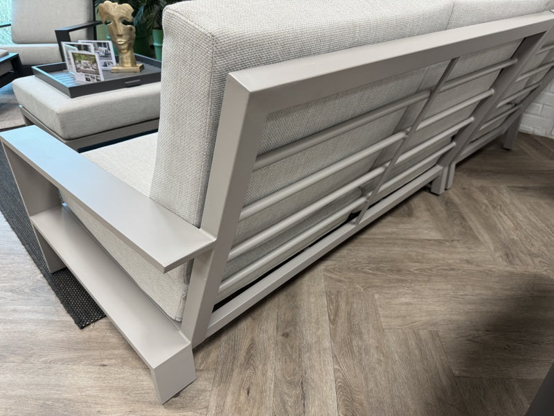 Gartensofa taupe Metall, Gartenbank taupe Aluminium-Gestell, Breite 230 cm