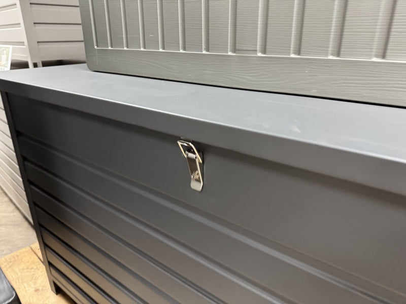 Gartentruhe anthrazit Metall, Kissenbox anthrazit Metall, Metall Gartenbox XL anthrazit, Breite 141 cm