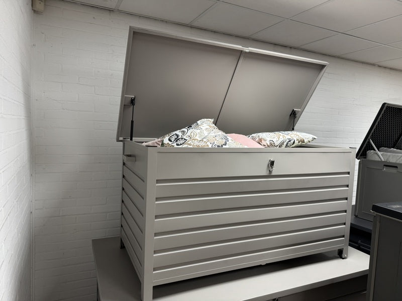 Gartentruhe anthrazit Metall, Kissenbox anthrazit Metall, Metall Gartenbox XL anthrazit, Breite 141 cm