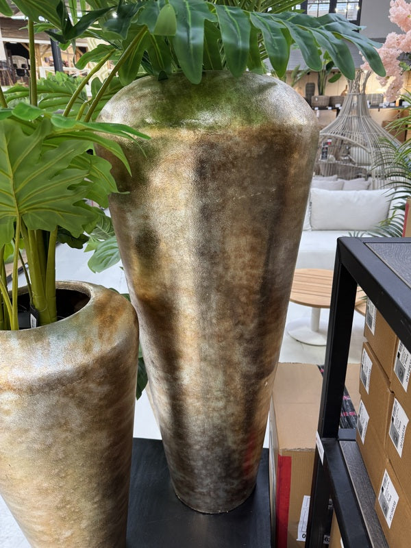 Bodenvase Gold, Vase Metall Bronze-Gold , Höhe 120 cm