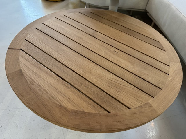 Garten-Couchtisch grau-braun Teakholz, Couchtisch rund grau Outdoor, Durchmesser 80 cm