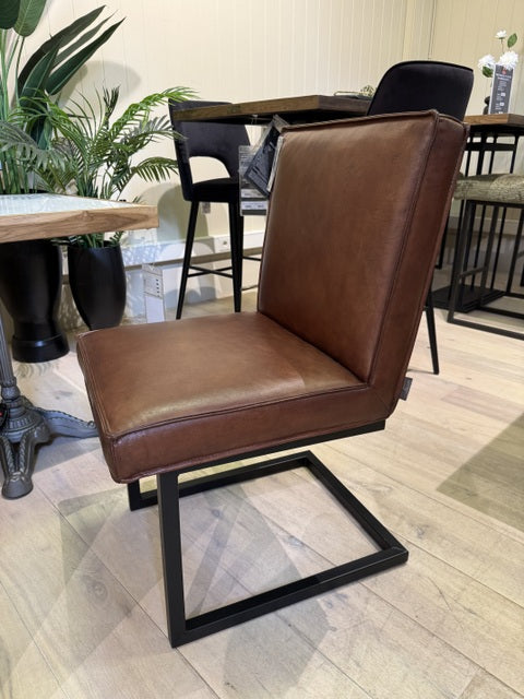 Freischwinger Lederstuhl braun, Stuhl Leder braun